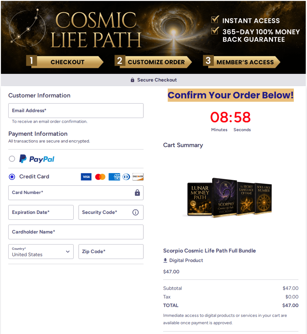 Cosmic Life Path Checkout